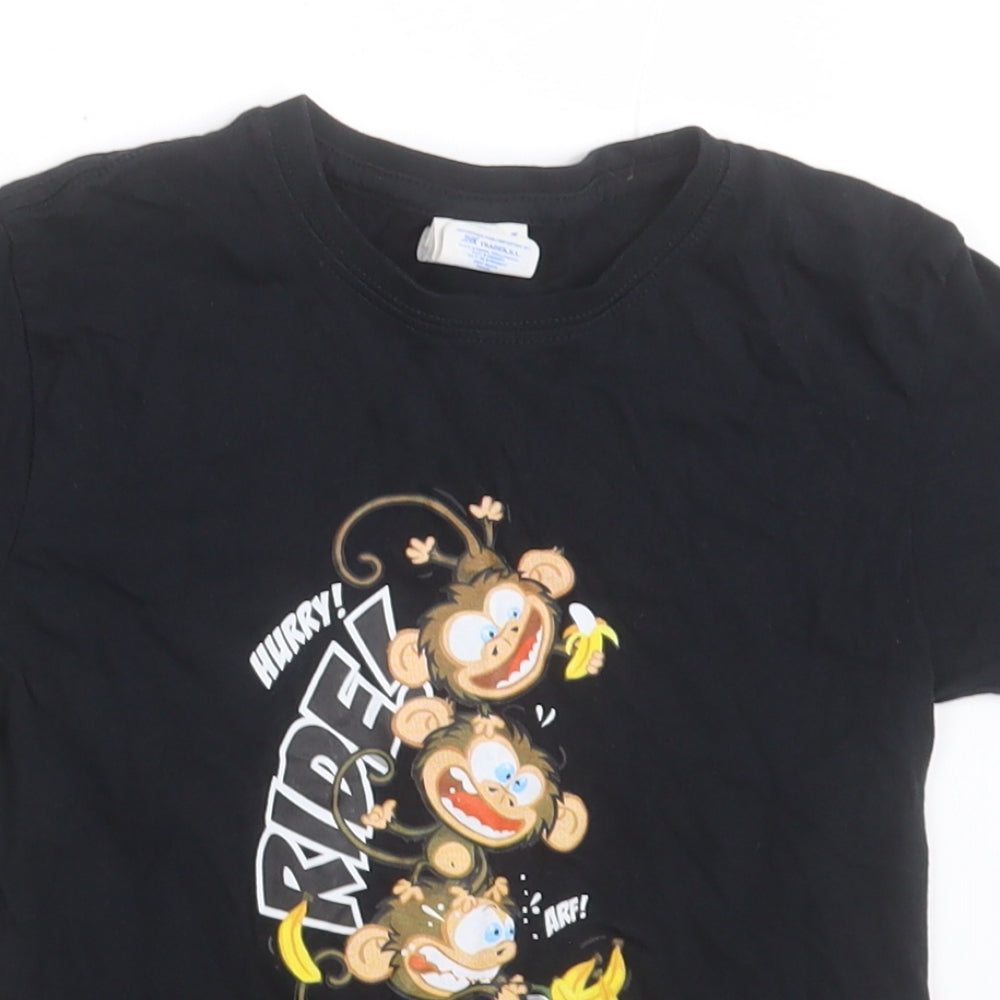 JHK Boys Black  Cotton Basic T-Shirt Size 5-6 Years Crew Neck Pullover