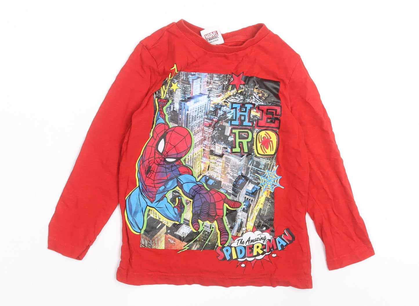 F&F Boys Red  Cotton Basic Casual Size 5-6 Years Crew Neck Pullover - Spiderman
