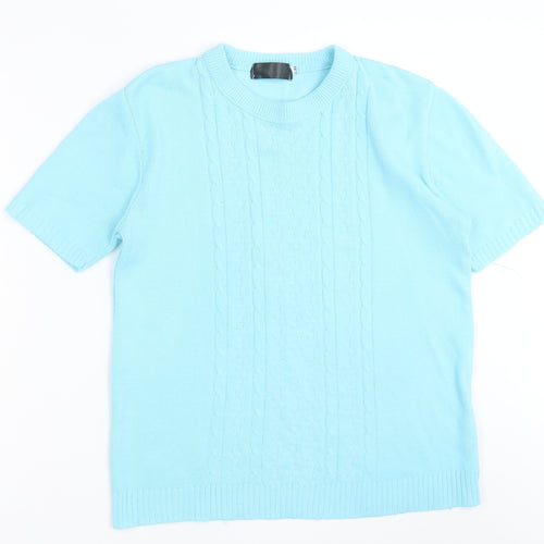 Preworn Womens Blue  Acrylic Basic T-Shirt Size S Crew Neck