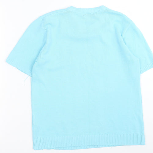 Preworn Womens Blue  Acrylic Basic T-Shirt Size S Crew Neck