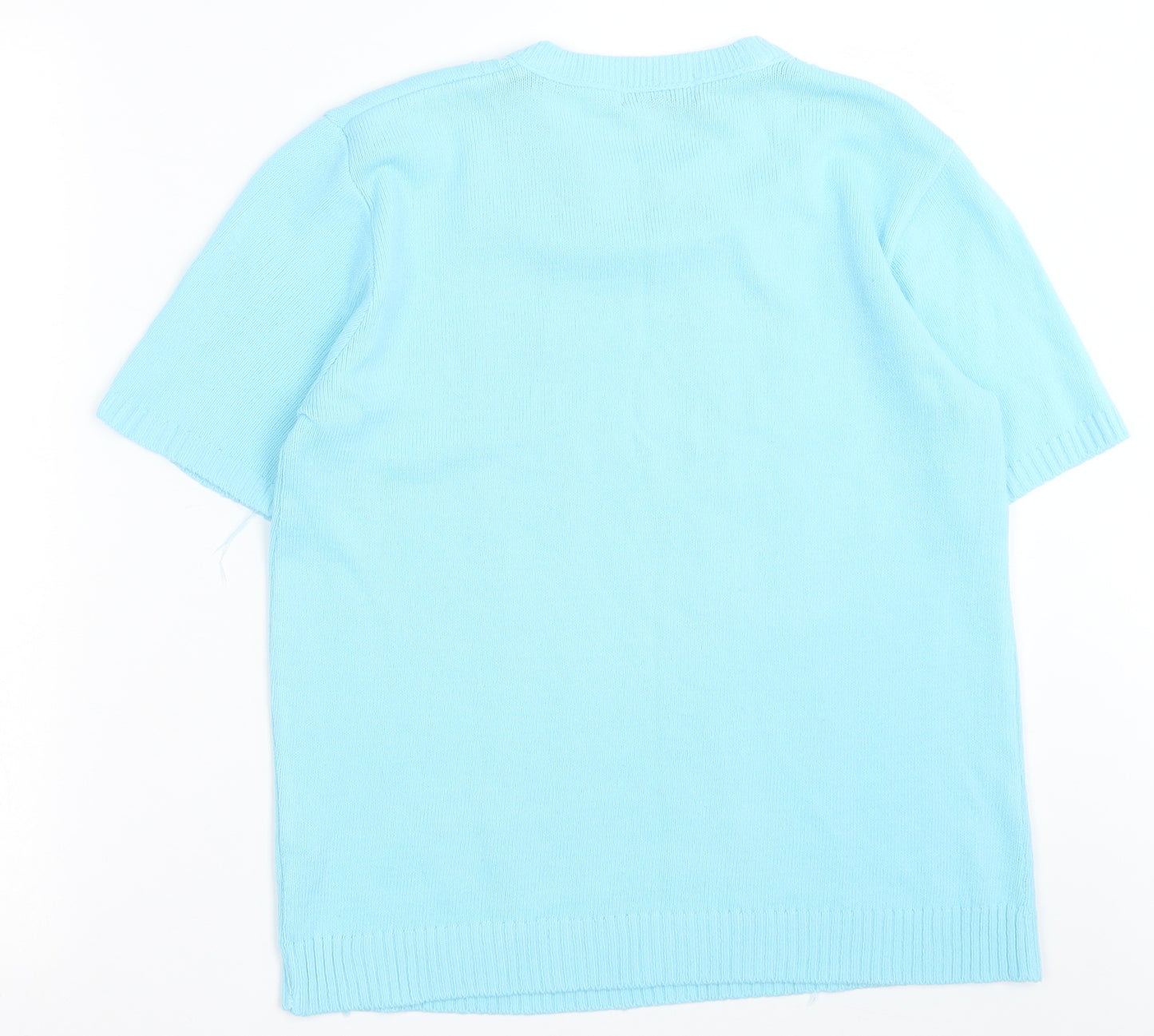 Preworn Womens Blue  Acrylic Basic T-Shirt Size S Crew Neck