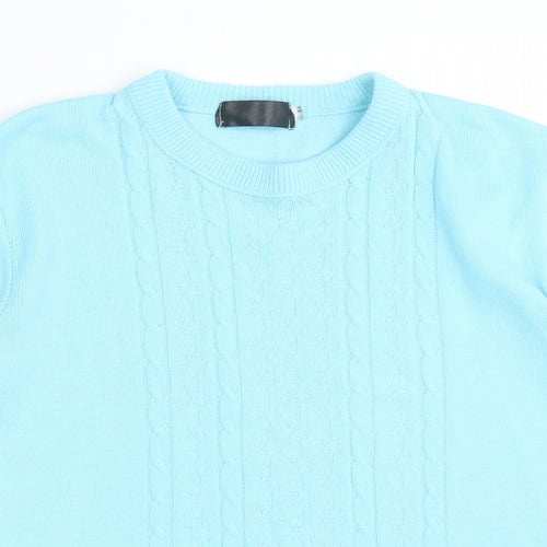 Preworn Womens Blue  Acrylic Basic T-Shirt Size S Crew Neck