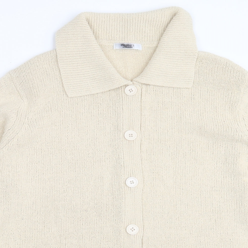 Berkertex Womens Beige Collared  Acrylic Cardigan Jumper Size 14