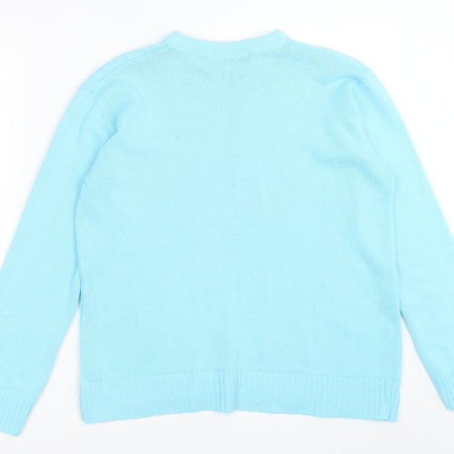 pure & natural Womens Blue Crew Neck  Acrylic Pullover Jumper Size M
