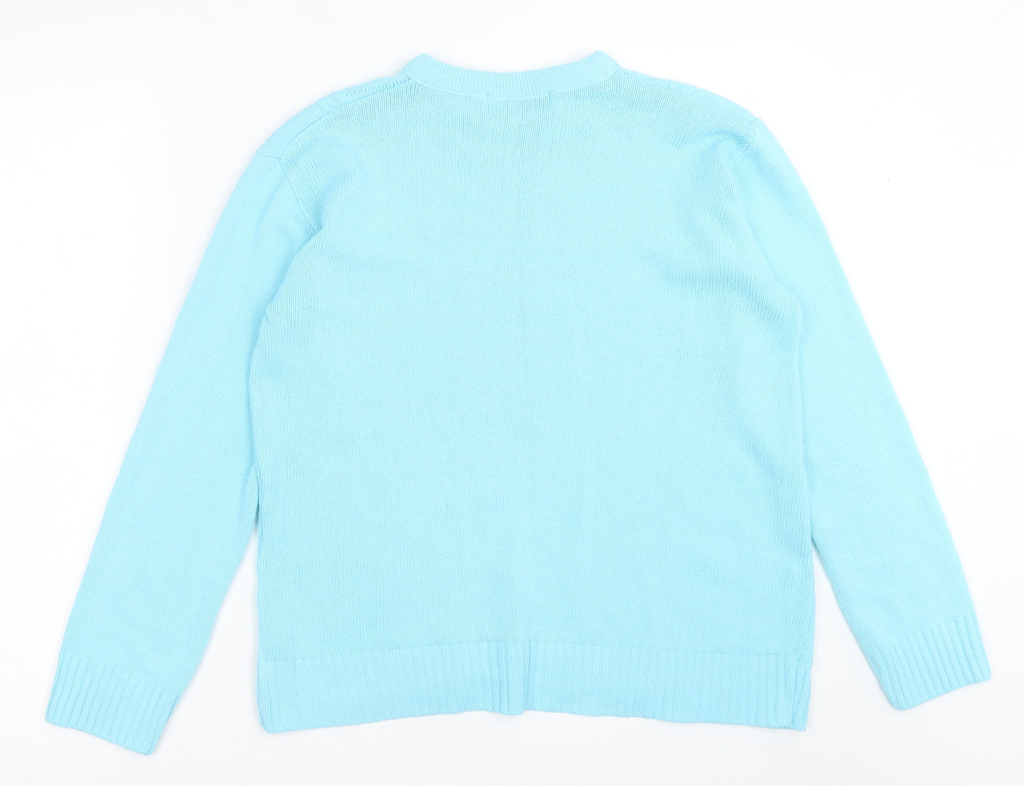 pure & natural Womens Blue Crew Neck  Acrylic Pullover Jumper Size M
