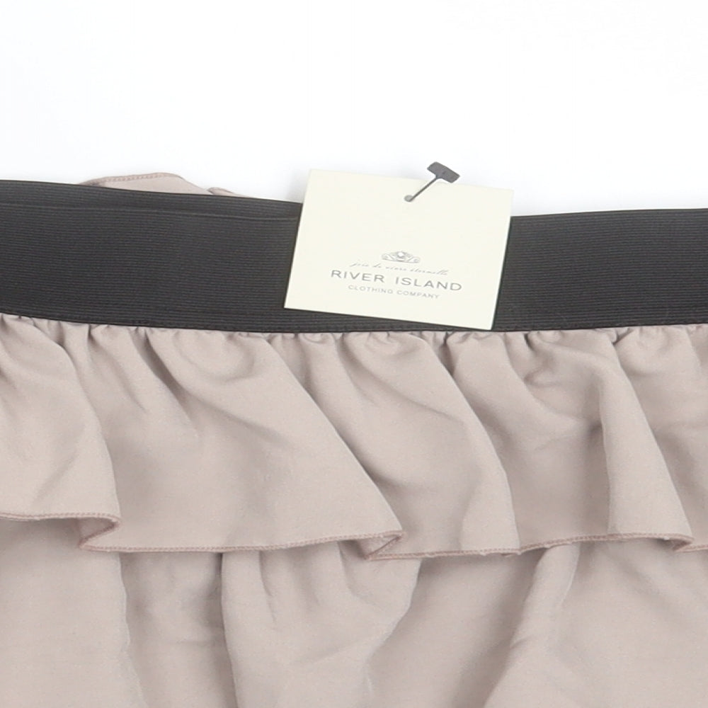 River Island Womens Beige  Polyester A-Line Skirt Size 14