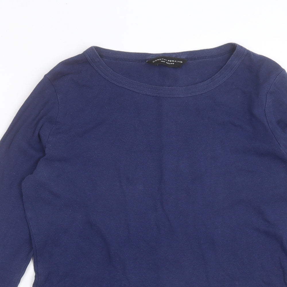 Dorothy Perkins Womens Blue  Cotton Basic T-Shirt Size 14 Crew Neck