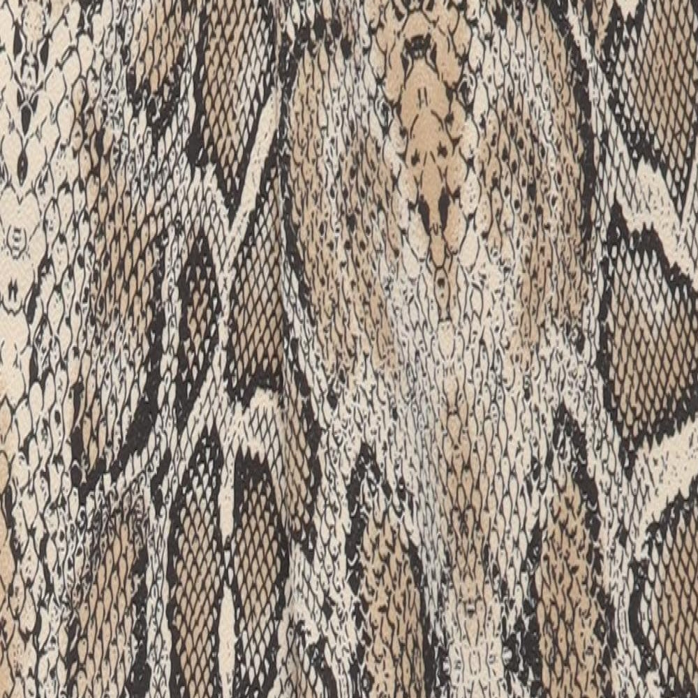 PRETTYLITTLETHING Womens Brown Animal Print Polyester Trousers  Size 12 L28 in Regular