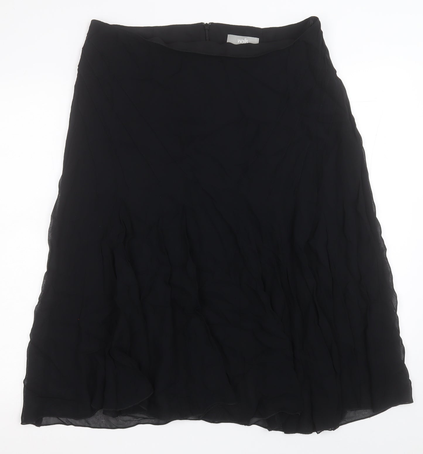 Wallis Womens Black  Viscose A-Line Skirt Size 16   Zip