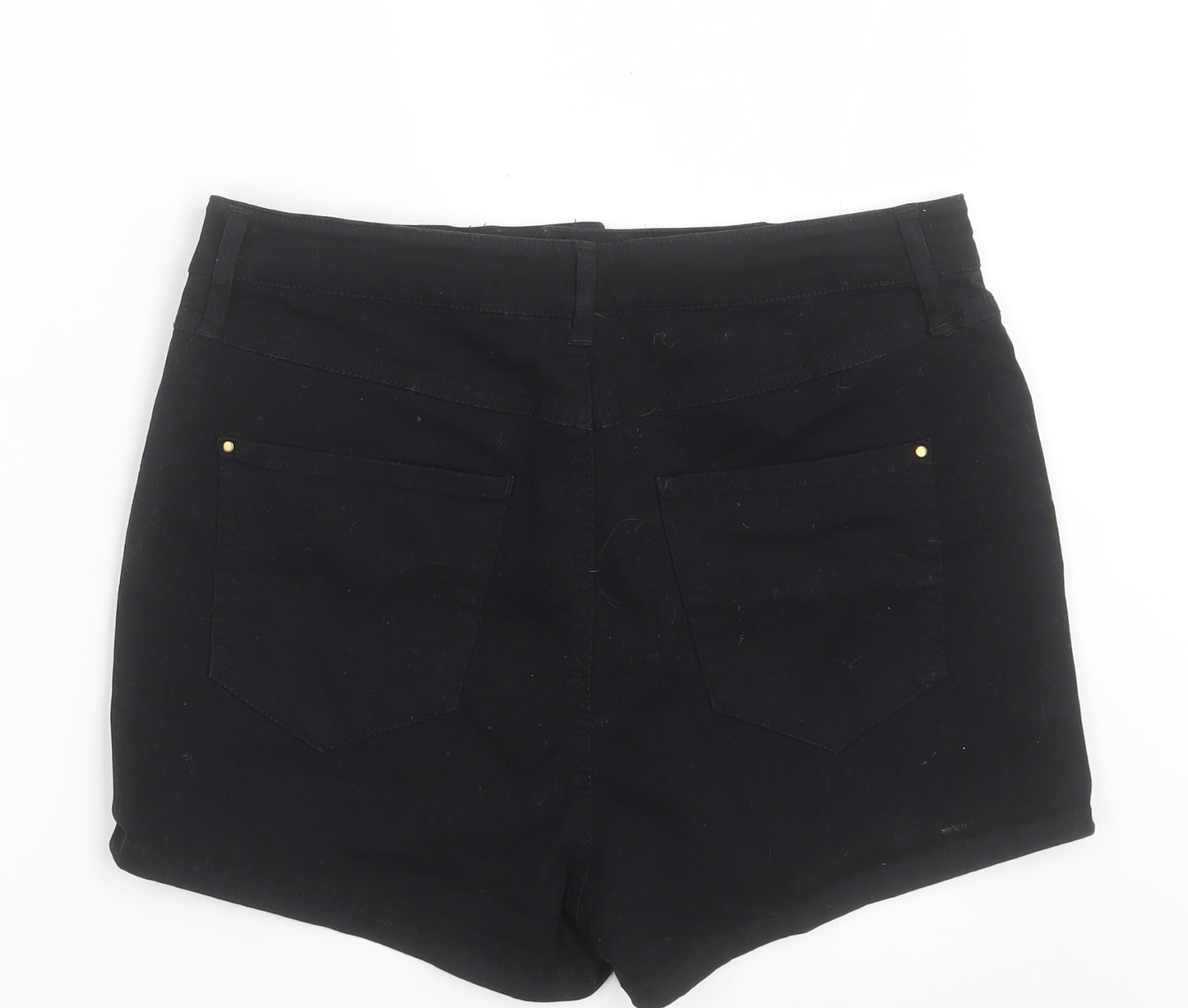 River Island Womens Black  Cotton Boyfriend Shorts Size 14  Regular Button