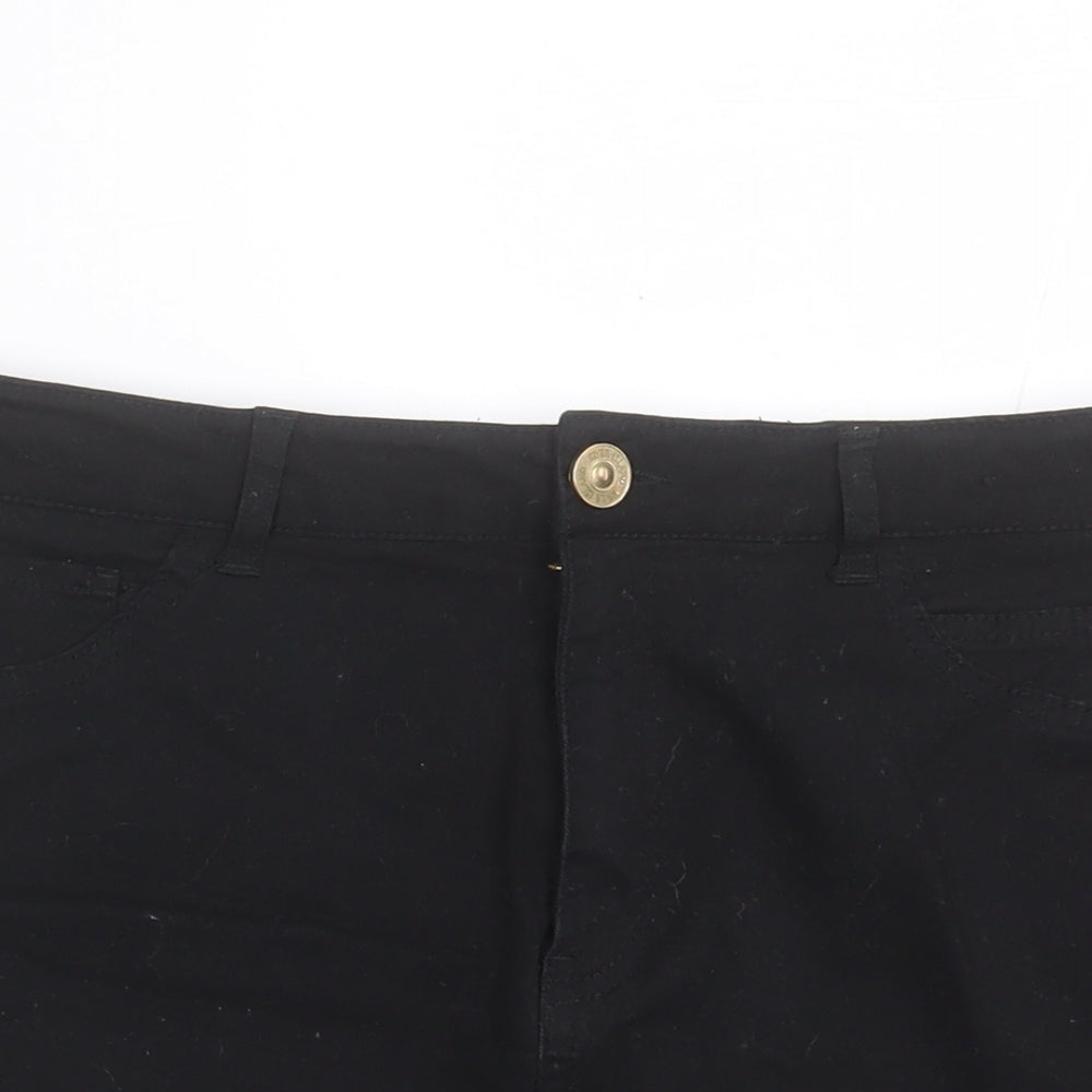 River Island Womens Black  Cotton Boyfriend Shorts Size 14  Regular Button