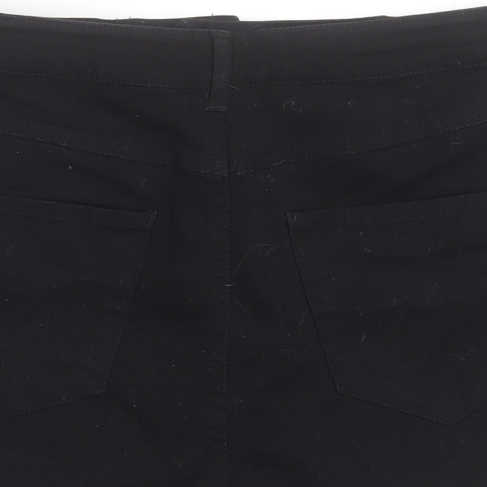 River Island Womens Black  Cotton Boyfriend Shorts Size 14  Regular Button
