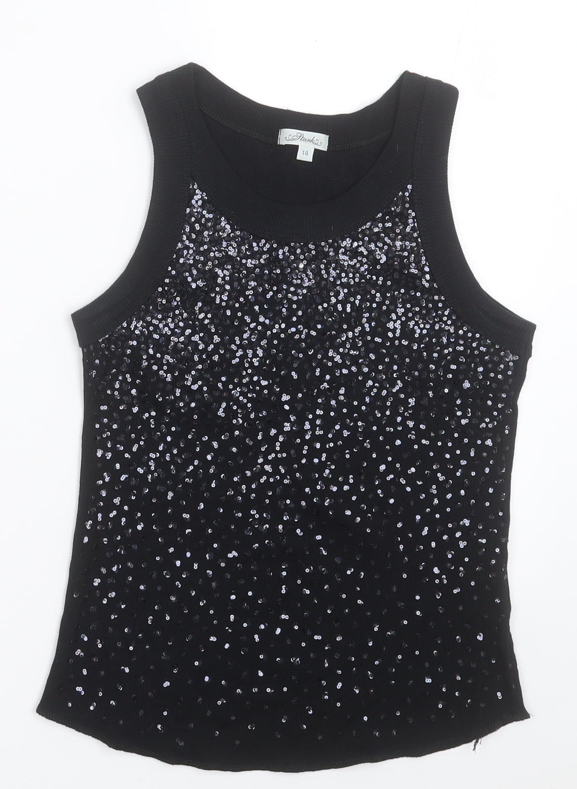 Stark Womens Black  Cotton Basic Tank Size 14 Crew Neck