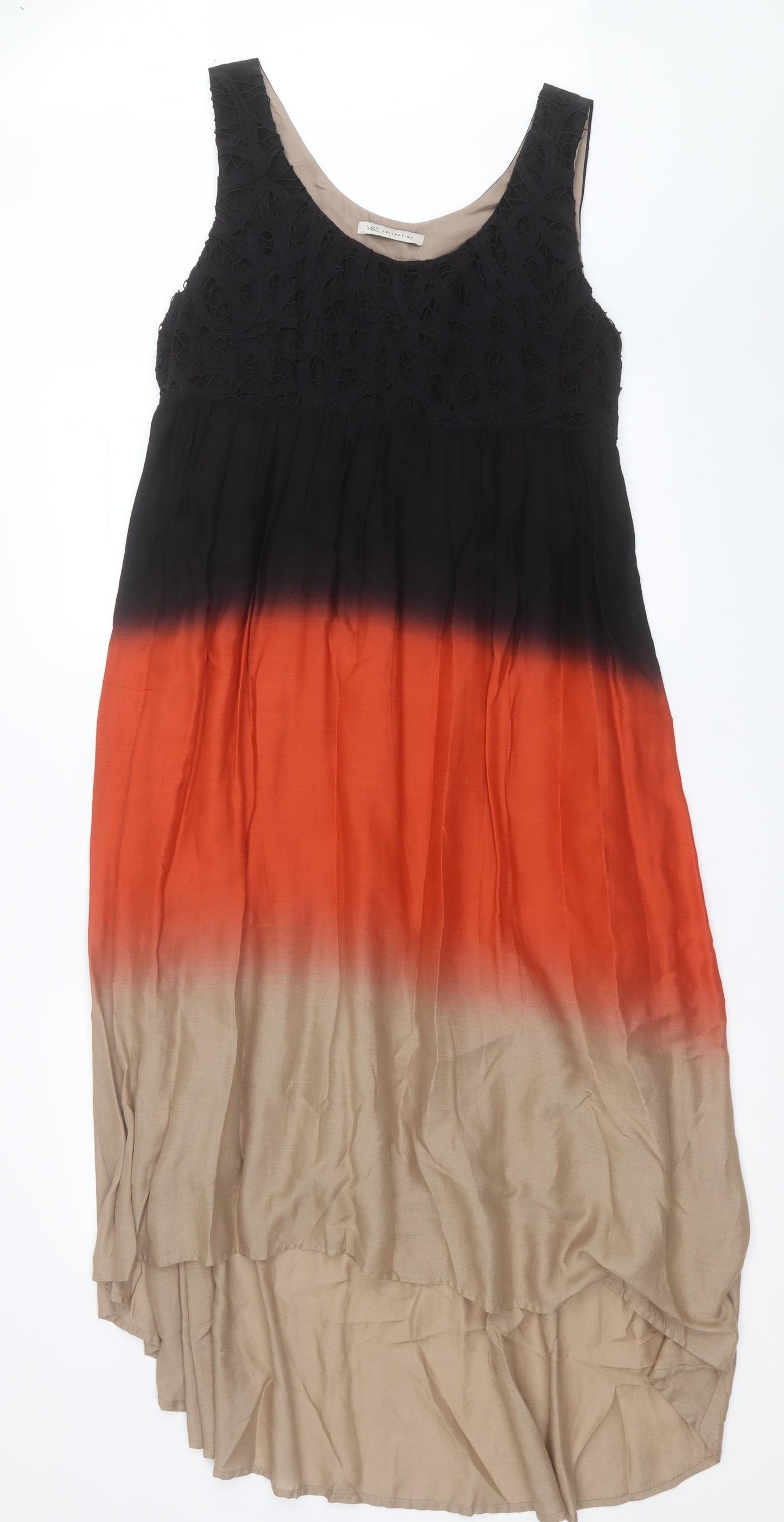 Marks and Spencer Womens Multicoloured Striped Viscose A-Line  Size 14  Scoop Neck Pullover