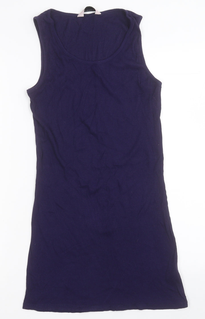 Dorothy Perkins Womens Blue Viscose Bodycon Size 14 Crew Neck Pullover