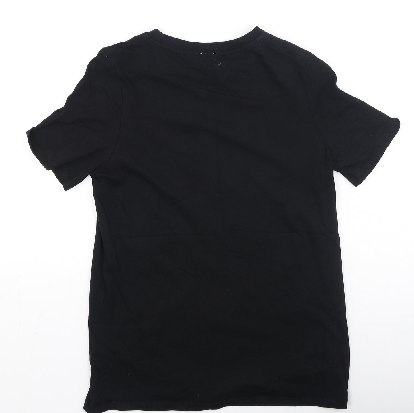 River Island Womens Black  Cotton Basic T-Shirt Size 8 Round Neck