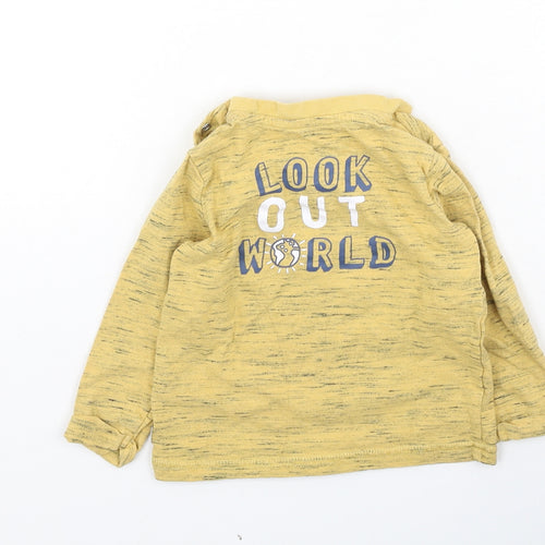 F&F Boys Yellow  Cotton Basic Casual Size 9-12 Months Round Neck