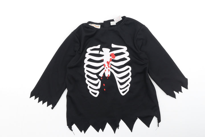 Preworn Boys Black  Polyester Basic Casual Size S Round Neck  - fancy dress