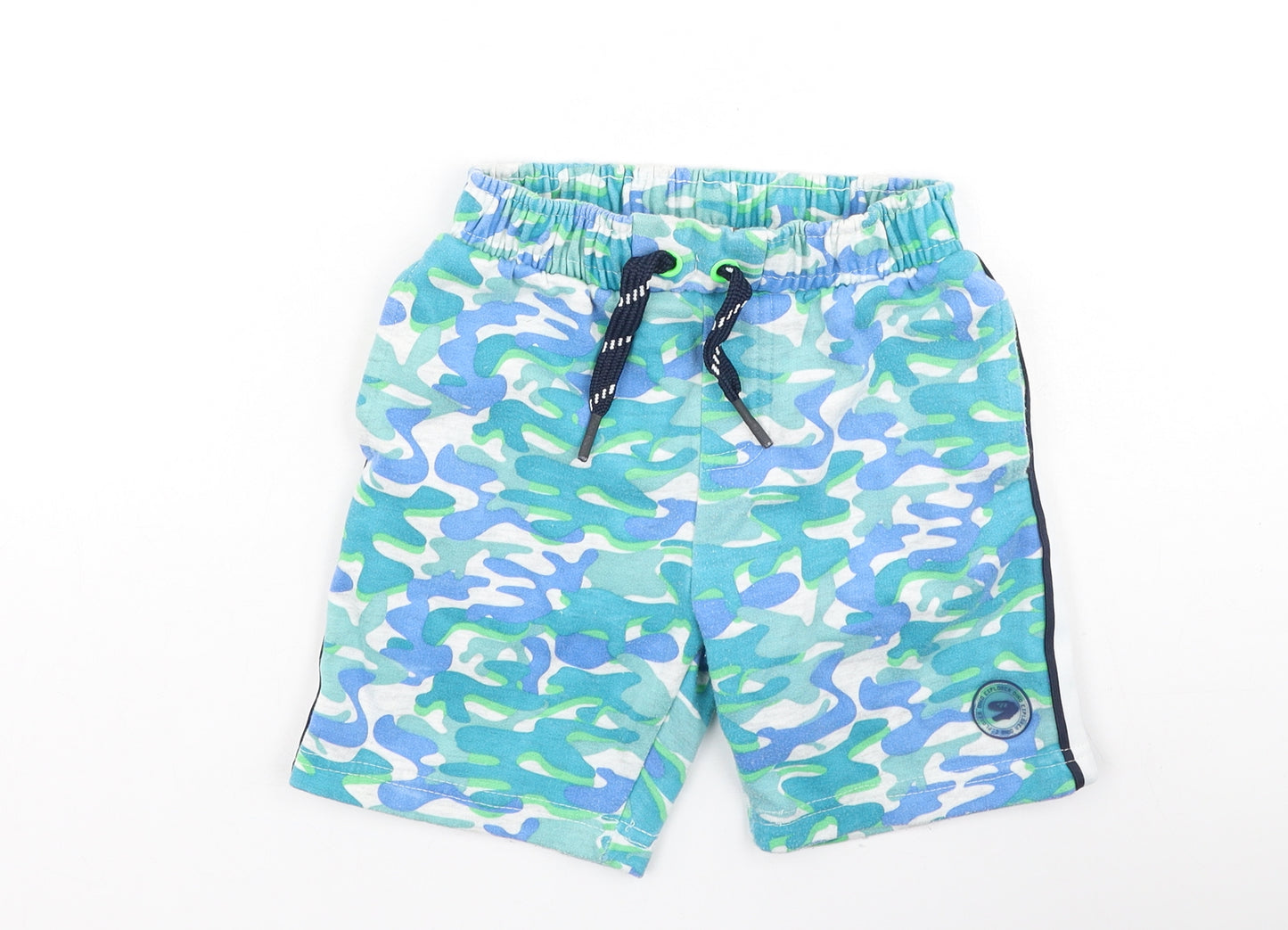 Pep & Co Boys Green Camouflage Cotton Sweat Shorts Size 6-7 Years  Regular