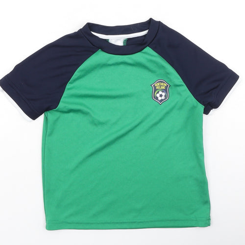 Dunnes Stores Boys Green  Polyester Basic Casual Size 5 Years Round Neck