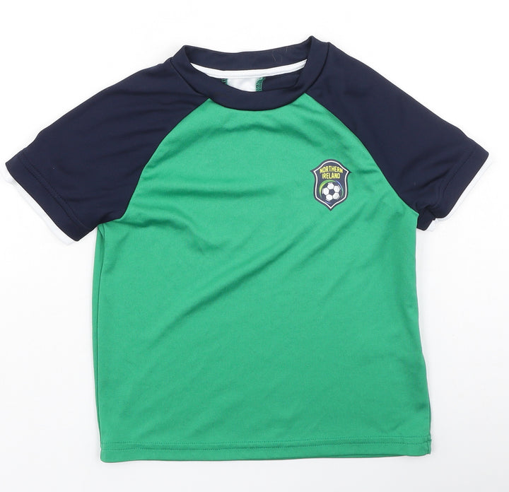 Dunnes Stores Boys Green Polyester Basic Casual Size 5 Years Round Neck