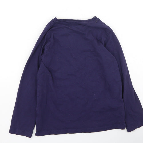 Jeff & Co Boys Blue  Cotton Basic Casual Size 6-7 Years Round Neck
