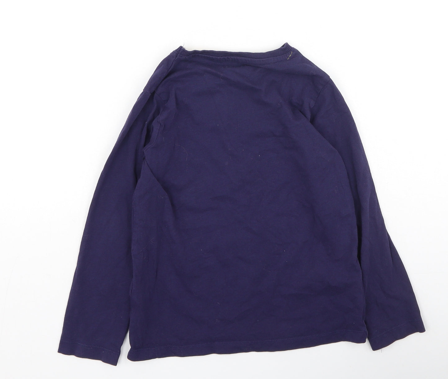Jeff & Co Boys Blue  Cotton Basic Casual Size 6-7 Years Round Neck