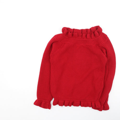 In the Style Womens Red High Neck  Acrylic Pullover Jumper Size S