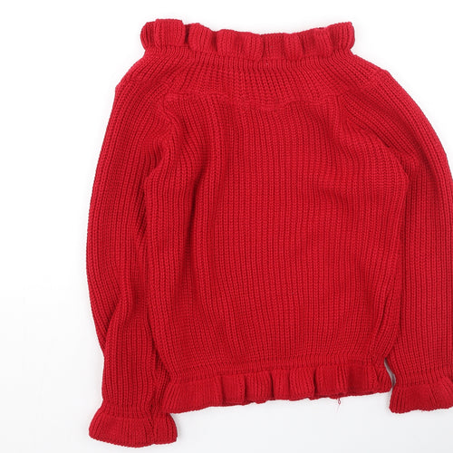 In the Style Womens Red High Neck  Acrylic Pullover Jumper Size S