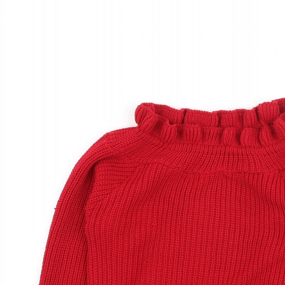In the Style Womens Red High Neck  Acrylic Pullover Jumper Size S