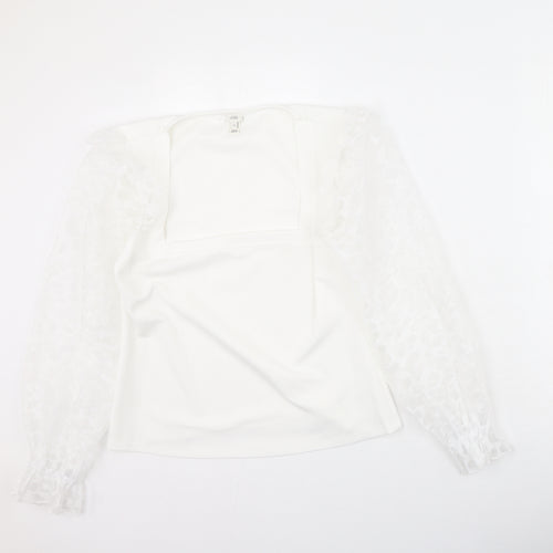 River Island  Womens White  Polyester Basic Blouse Size 12 Square Neck