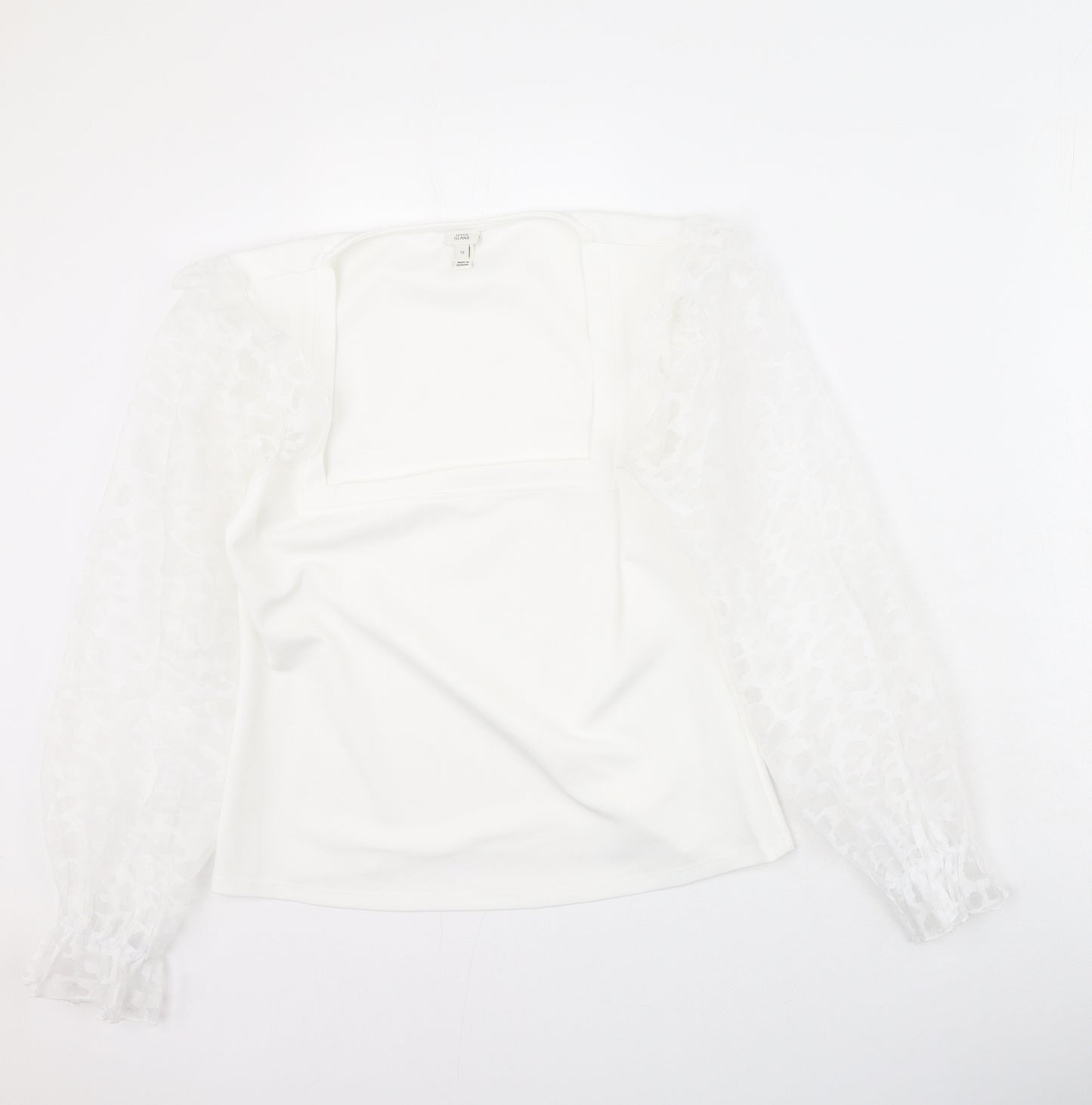 River Island  Womens White  Polyester Basic Blouse Size 12 Square Neck
