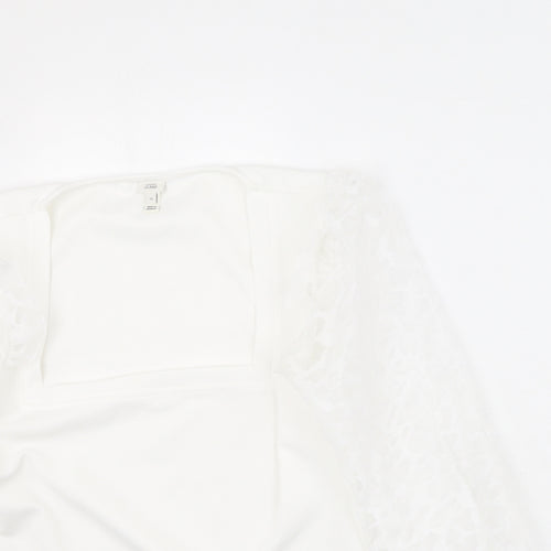 River Island  Womens White  Polyester Basic Blouse Size 12 Square Neck