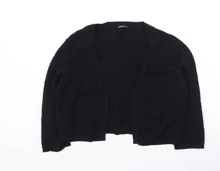 Roman Womens Black V-Neck Viscose Cardigan Jumper Size 10