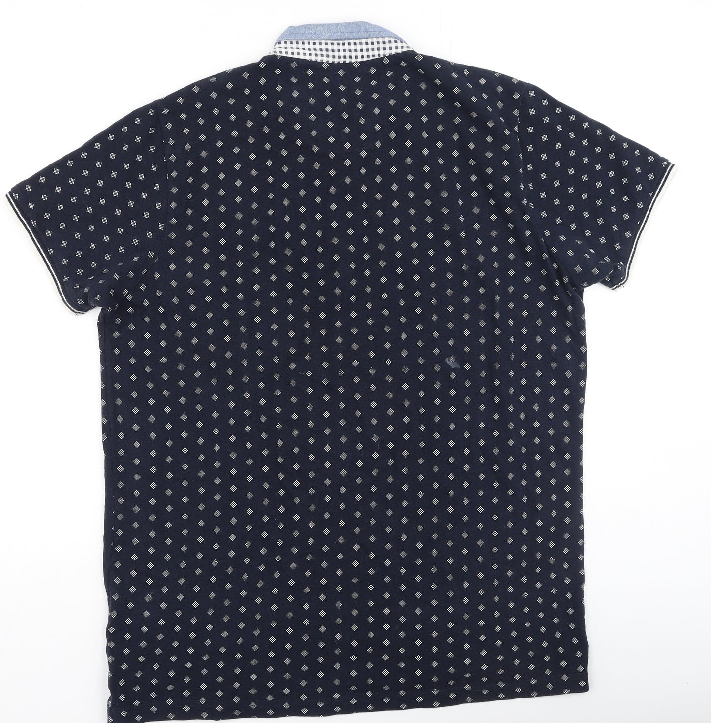 Brave Soul Mens Blue  Cotton  Polo Size L Collared