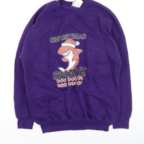 Russel Mens Purple  Cotton Pullover Sweatshirt Size L   - Christmas Jumper