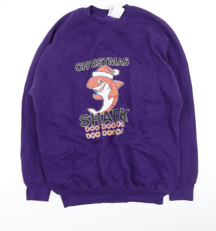 Russel Mens Purple  Cotton Pullover Sweatshirt Size L   - Christmas Jumper