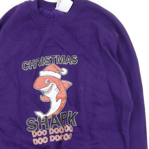 Russel Mens Purple  Cotton Pullover Sweatshirt Size L   - Christmas Jumper