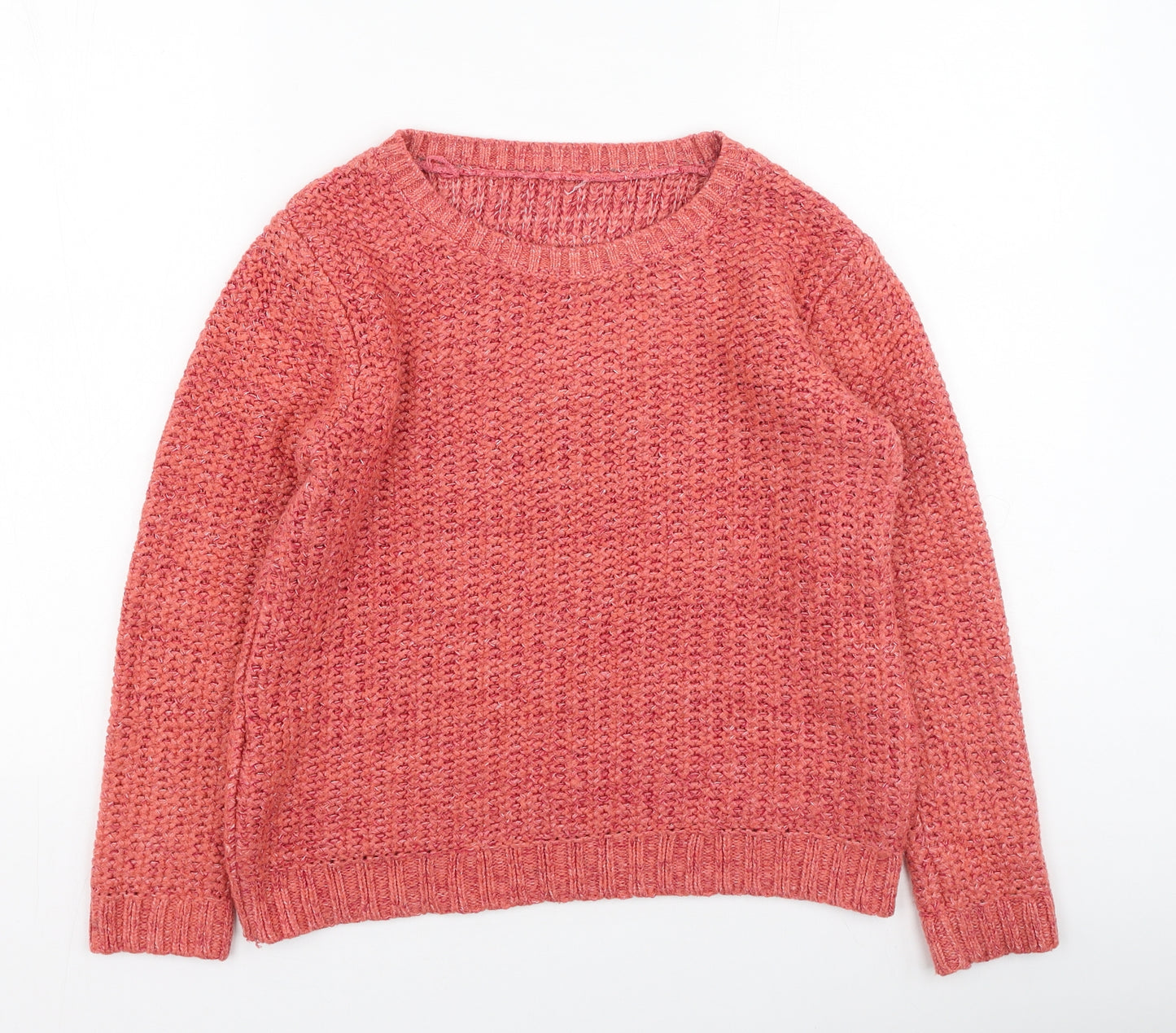 Marks and Spencer Womens Orange Round Neck  Acrylic Pullover Jumper Size 12