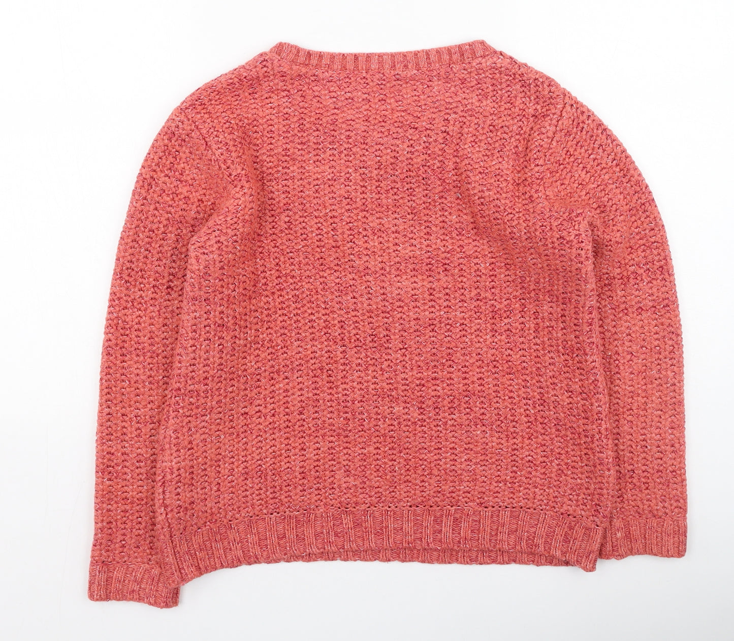 Marks and Spencer Womens Orange Round Neck  Acrylic Pullover Jumper Size 12