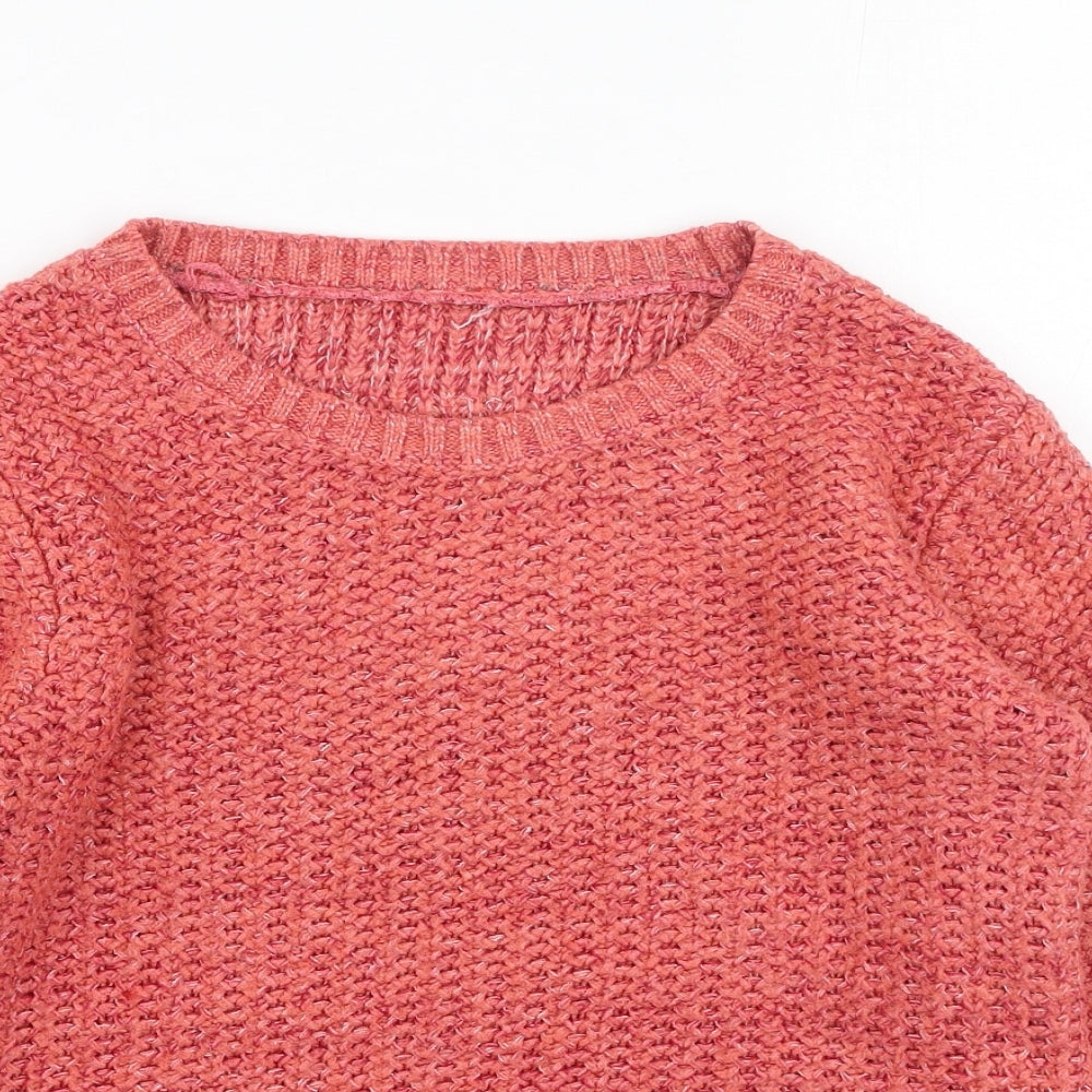 Marks and Spencer Womens Orange Round Neck  Acrylic Pullover Jumper Size 12