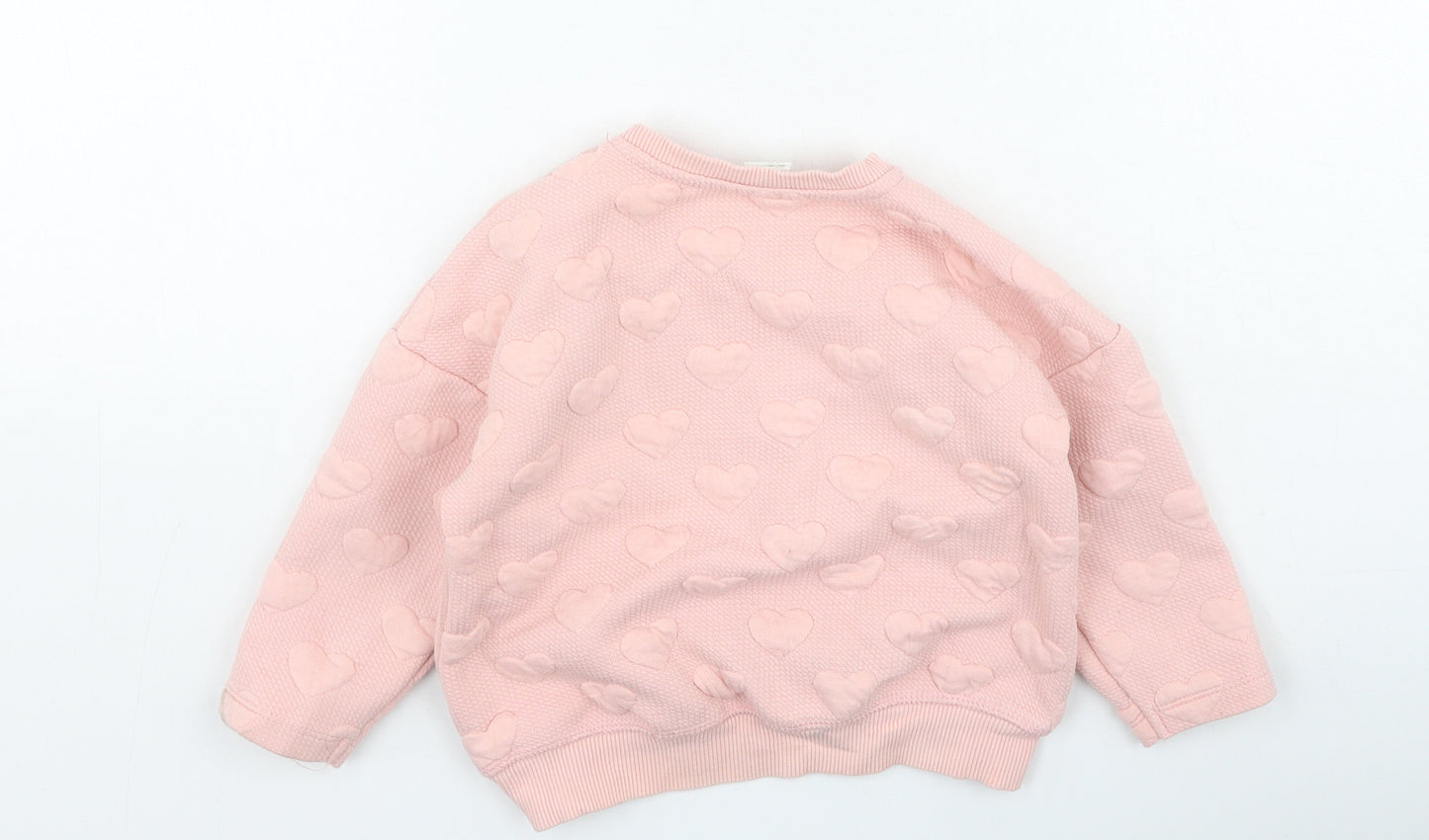 H&M Girls Pink  Cotton Pullover Jumper Size 12-18 Months