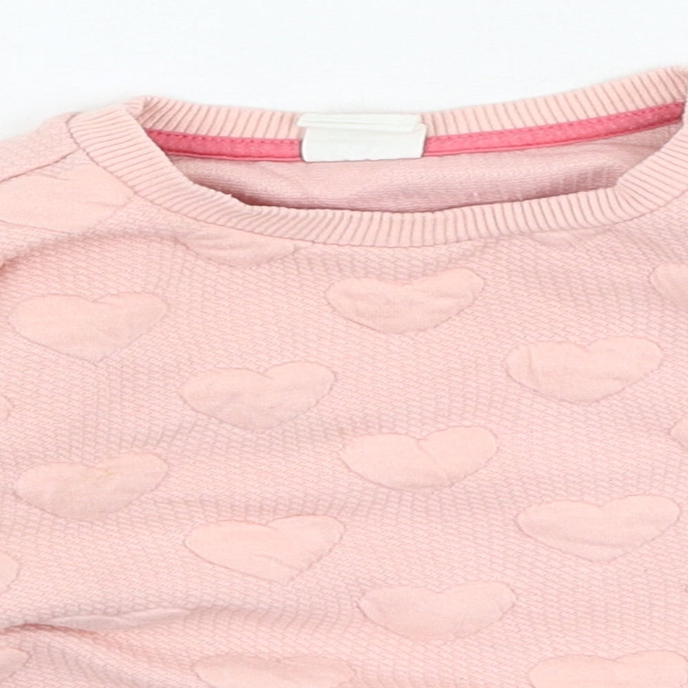 H&M Girls Pink  Cotton Pullover Jumper Size 12-18 Months