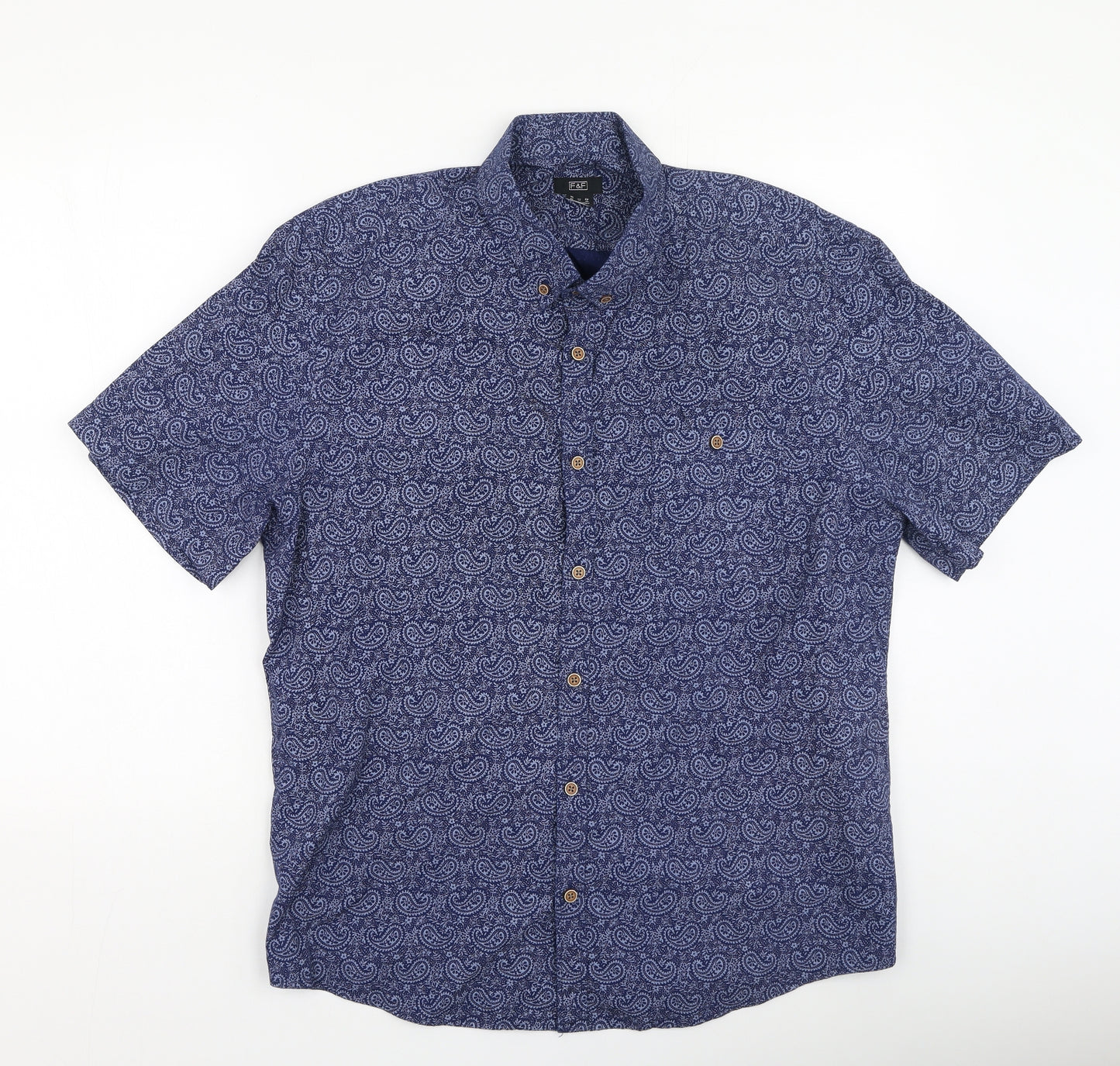 F&F Mens Blue  Cotton  Polo Size XL Collared