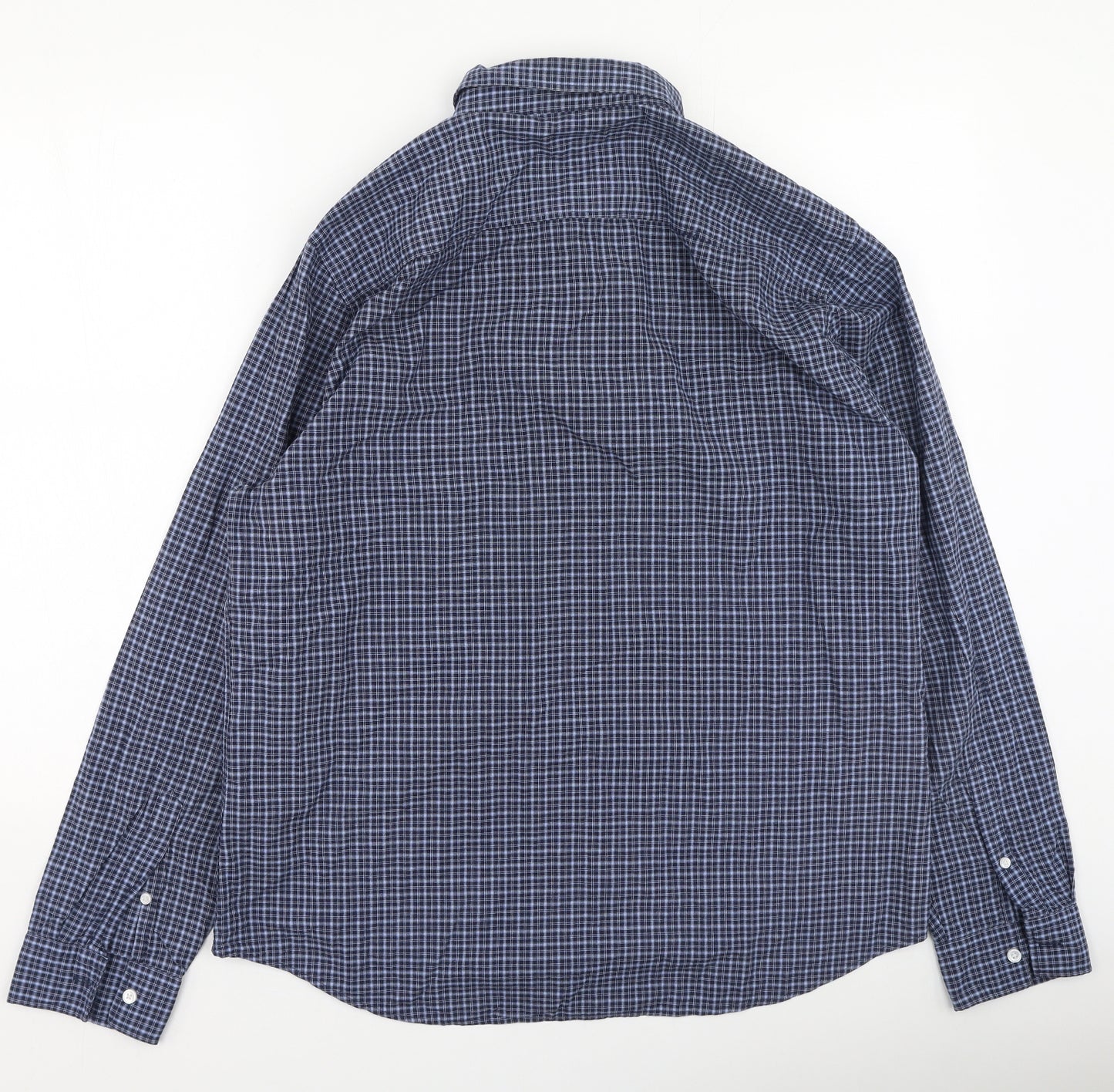 F&F Mens Blue Check Cotton  Button-Up Size XL Collared