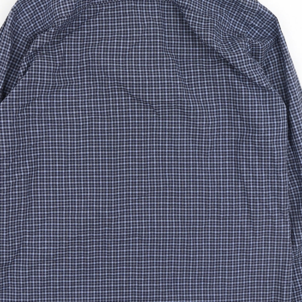 F&F Mens Blue Check Cotton  Button-Up Size XL Collared