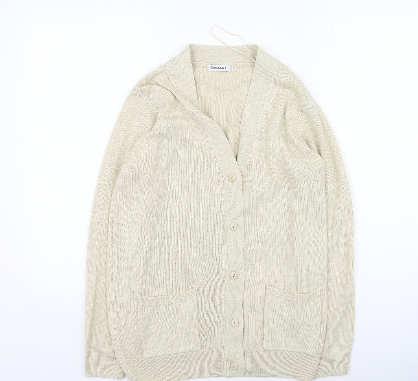 Damart Womens Beige Round Neck  Acrylic Cardigan Jumper Size 10