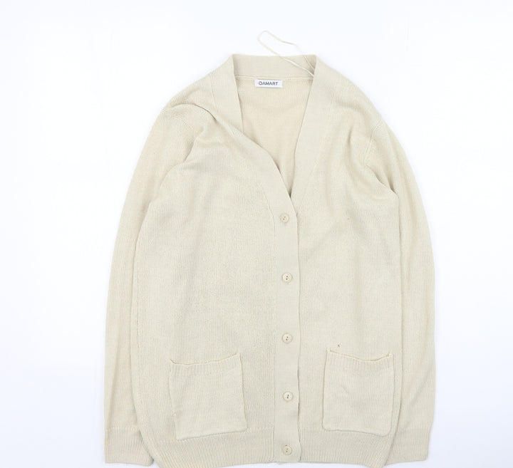 Damart Womens Beige Round Neck Acrylic Cardigan Jumper Size 10