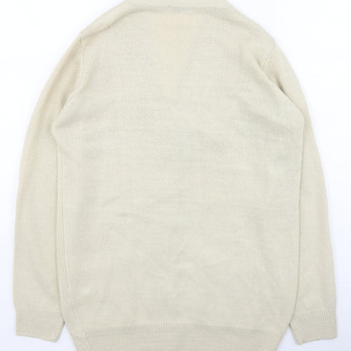 Damart Womens Beige Round Neck  Acrylic Cardigan Jumper Size 10