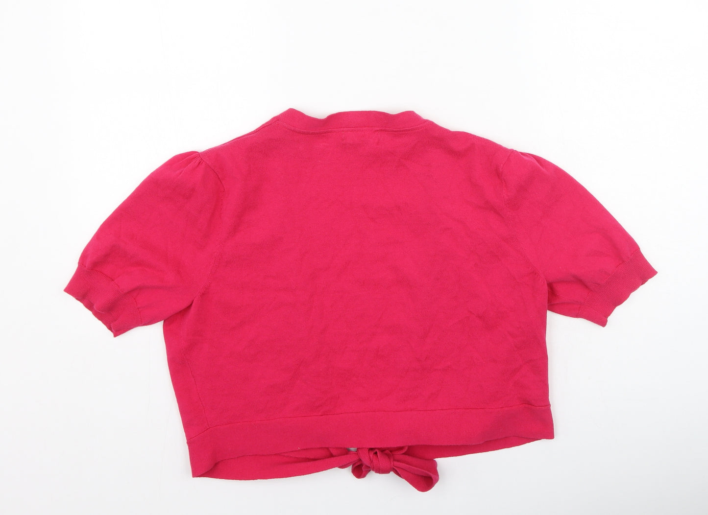 TU Womens Pink V-Neck  Cotton Cardigan Jumper Size 16